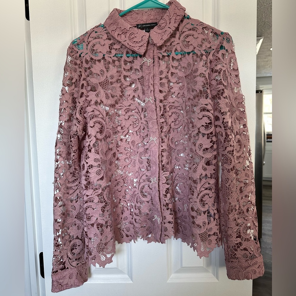 Adrianna Papell lace button down.